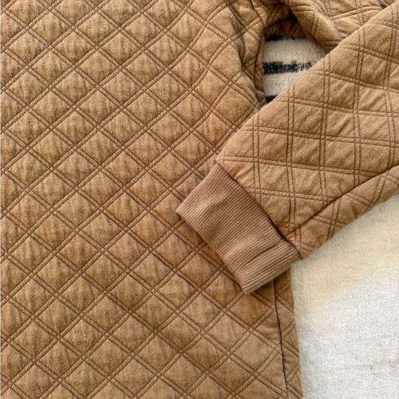 Quilted Diamond Pullover Sweatshirt JOYSPUN Brown S Soft Luxe Lounge cottagecore - Picture 6 of 11